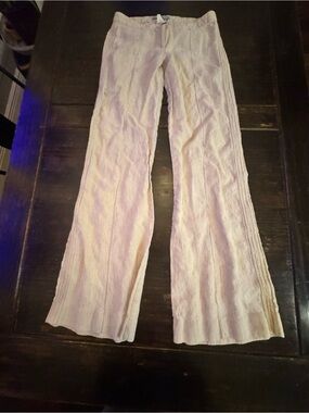 Marciano Cream Wide-Leg Linen Pants